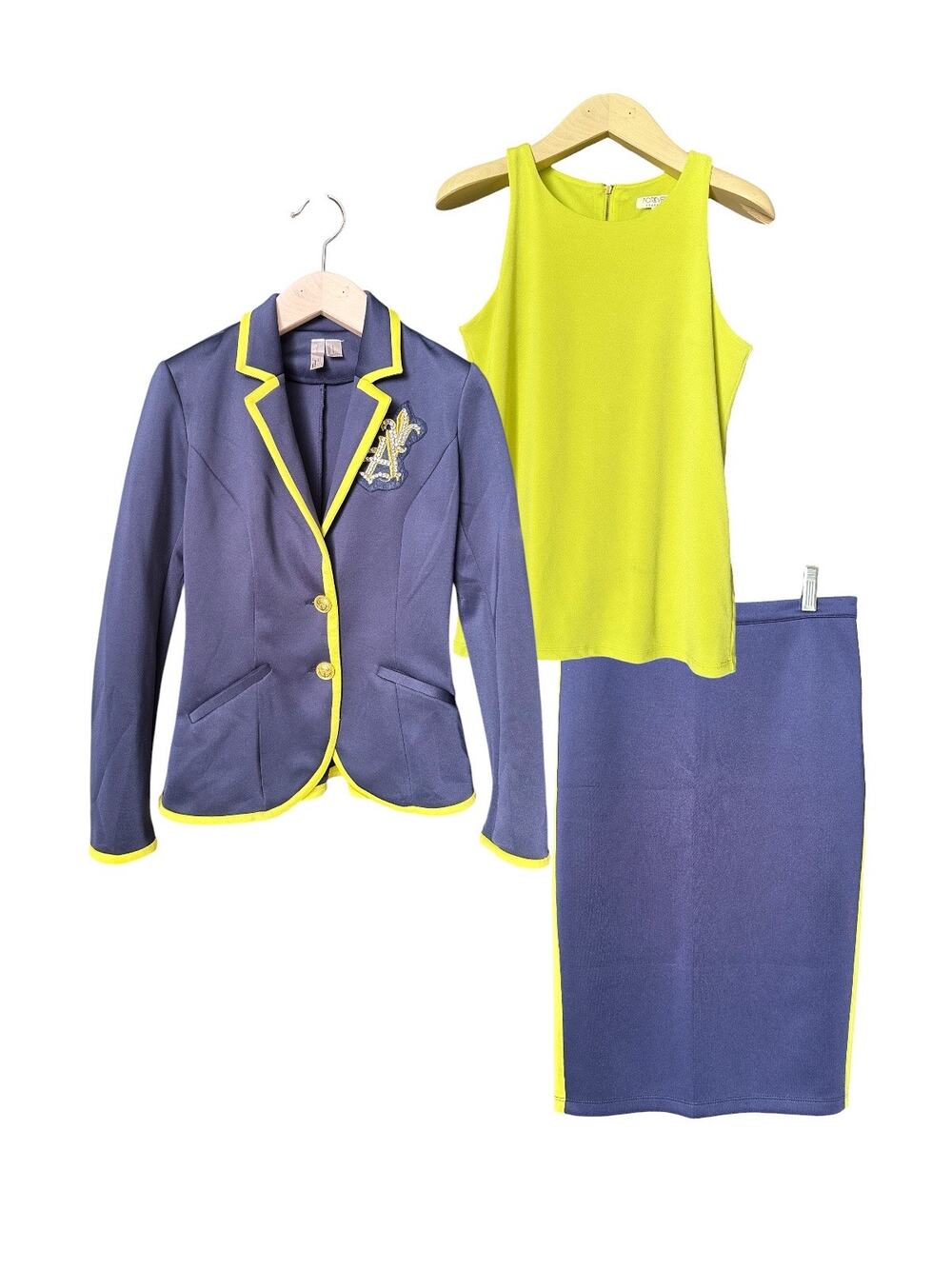 Forever 21 Tailored Skirt Suit 3 Piece Outfit, Size S, Blue